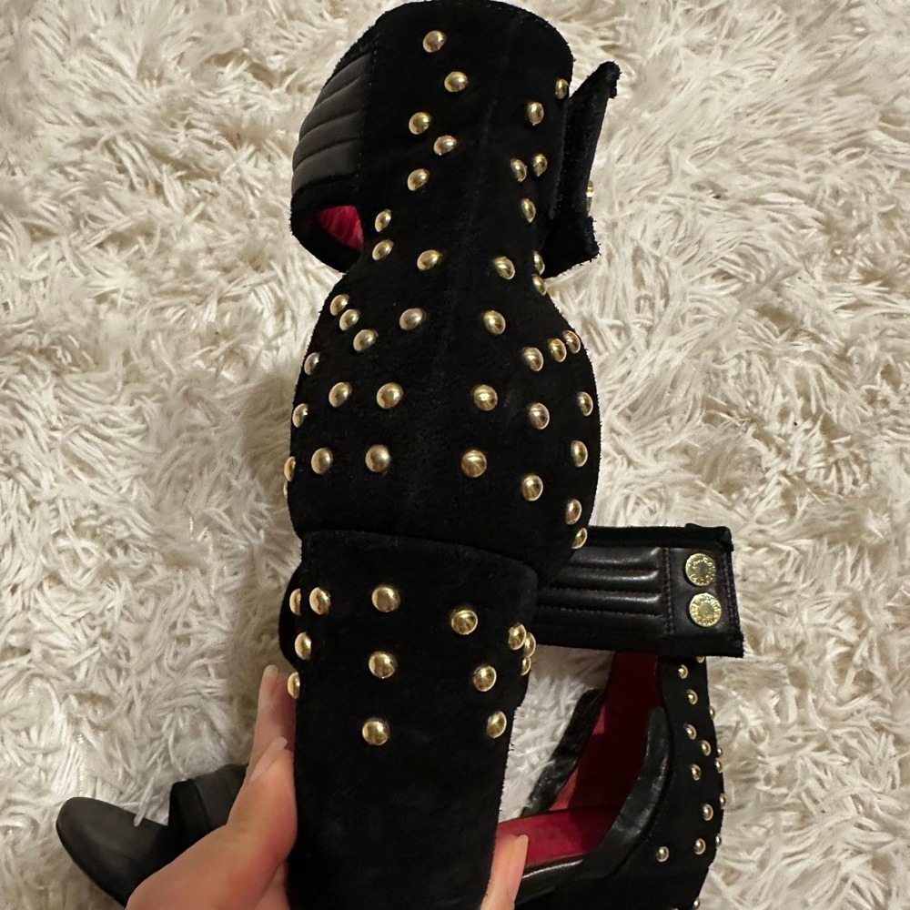 ZADIG & VOLTAIRE leather sandals studded suede size 8 - Picture 8 of 9